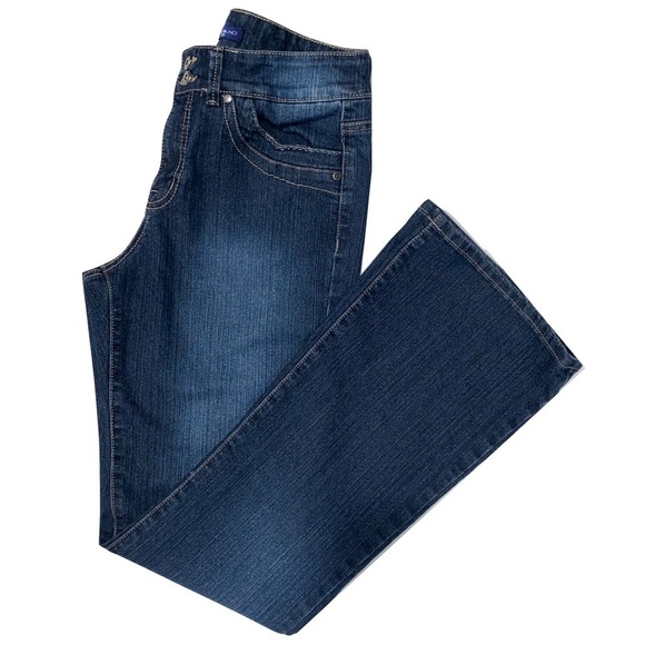 Bandolino Embellished 5 Pocket Dark Denim Boot Cut Jeans Basic Essentials Sz 8 - Picture 1 of 14